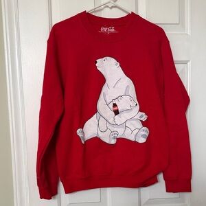 Coca Cola Red Crewneck Sweatshirt with Polar Bear Graphic